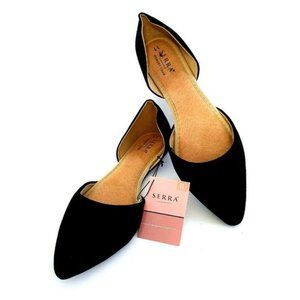 SERRA Womens Size 11 Black Memory Foam Open Sided Dress Flats Shoes NWT